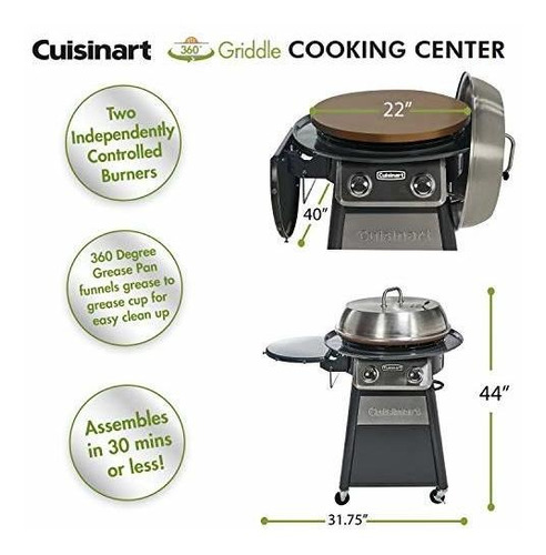 Cuisinart Cgg-888 Parrilla Con Tapa De Acero Inoxidable, 22 