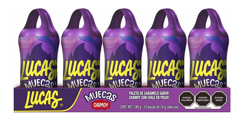 Lucas Muecas Chamoy 10 Pzas Paleta Con Chile En Polvo