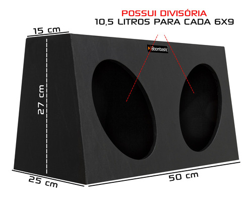 Imagem 2 de 5 de Caixa Automotiva Selada Para Dois Altofalantes De 6x9
