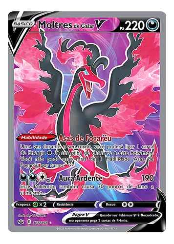 Card Pokémon Moltres De Galar V Full Art Original Copag