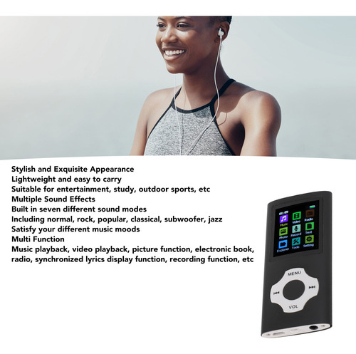 Reproductor Mp3 Hifi Recargable Sin Pérdidas Con Pantalla Tf