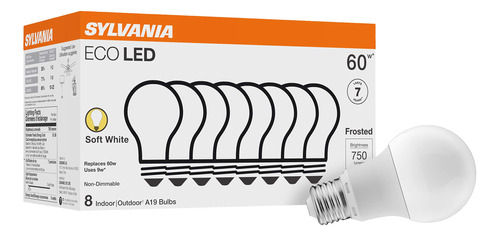 Sylvania Eco - Bombilla Led A19, Equivalente A 60 W, 9 W, 7