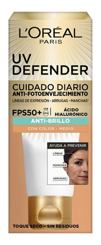 Protector Solar L'oréal Uv Defender C/color Antibrillo Fps50