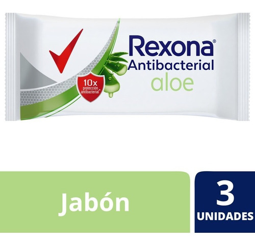 Jabón En Barra Rexona Antibacterial Con Aloe Vera 3x90 G