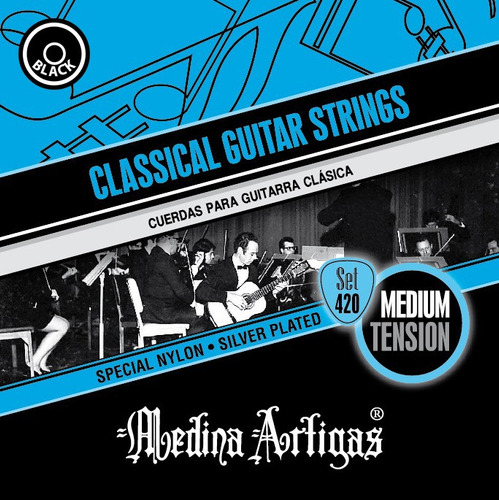 Encordado Medina Artigas Plateado Guitarra Clásica Black