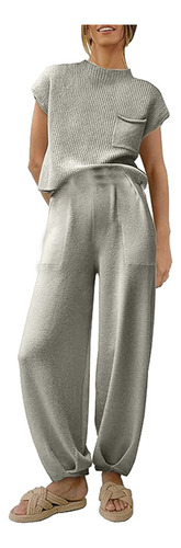 Conjunto De Pantalones Tipo Suéter De Punto Casual A La Moda