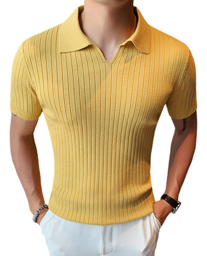 Polo De Punto De Manga Corta Para Hombre Con Escote