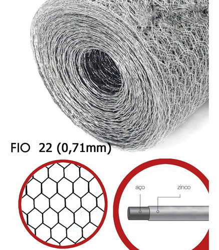 Imagem 2 de 7 de Tela Galinheiro Galvanizada 1,50mt X50mt Fio 22 Morlan Rolo