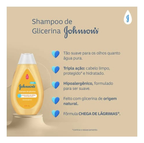 Kit 3x Shampoo Baby Johnsons Com Glicerina - 400ml