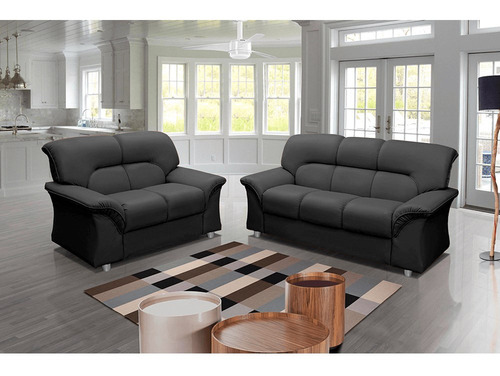Sillón Sofá LG Amoblamientos 2 Cuerpos Símil Cuero Negro