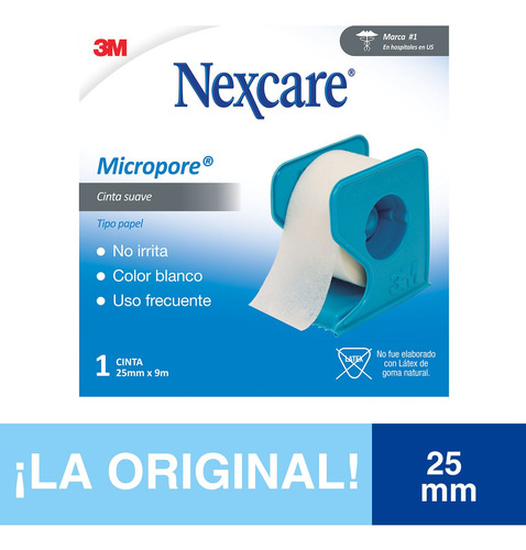Cinta Adhesiva Medica Nexcare Micropore Blanca 25mm X 9,1mts