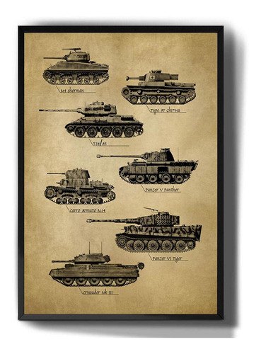 Quadro Decorativo Vintage Tanques De Guerra Militar