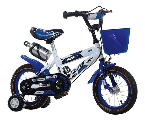 Bicicleta infantil Lumax Rodado 14 color azul con ruedas de entrenamiento