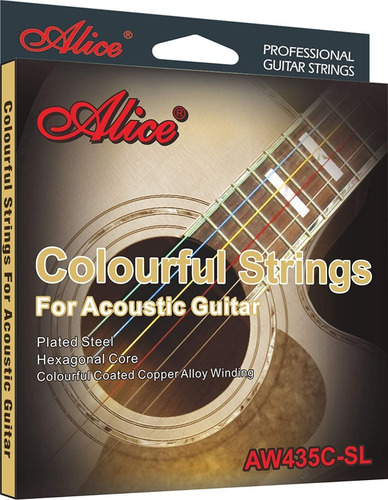 Juego Cuerdas Para Guitarra Acustica Colores Alice Aw435c-sl