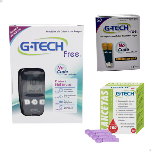 Glicose Kit Medidor G-tech Com Tiras E Lancetas Essenciais