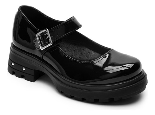 Zapato Escolar Moderno Para Niña Charol Negro Yuyin 23390