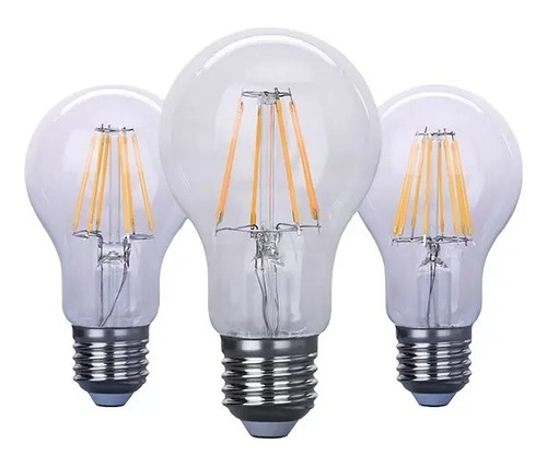 6-paq Foco Led Filamento 6w Bulbo Vintage Luz Calida Vidrio