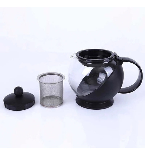 Tetera De Vidrio Con Filtro Infusor De Acero Inox De 750 Ml Color Negro