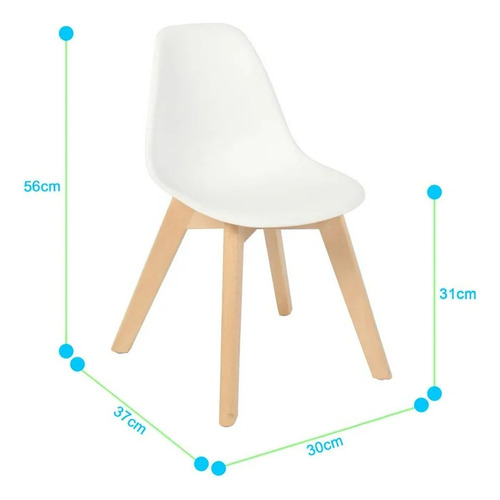 Silla Infantil Con Patas De Madera Altura 56 Cm Color Blanco