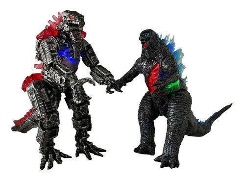 Imagen 1 de 4 de Godzilla & Mechagodzilla Articulado Con Luz 18 Cm Alto
