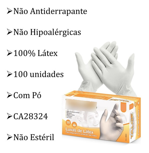 Luvas descartáveis Talge cor natural tamanho M de látex com pó x 100 unidades