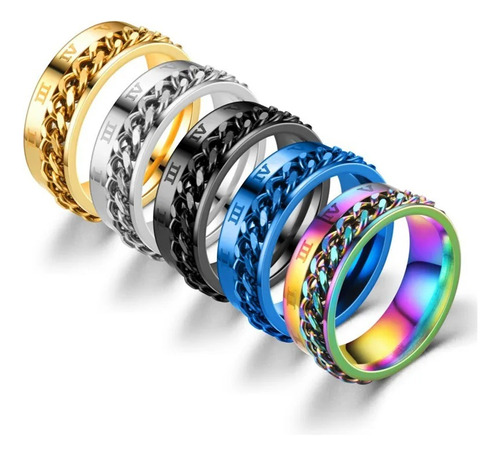 Anillo Cadena Giratoria Y Números Romanos Antiestrés