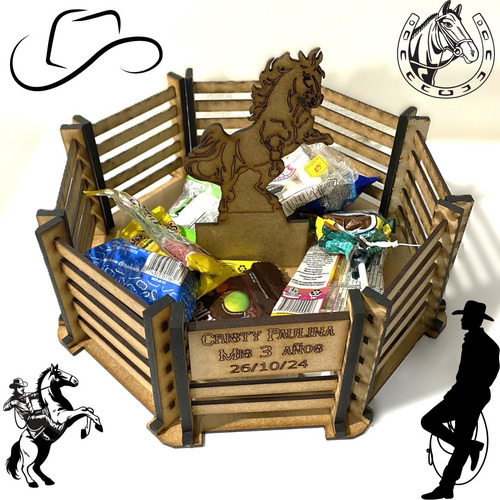 Centros Mesa Vaquero Caballo Para Bodas Fiestas De Mdf 30 Pz Natural