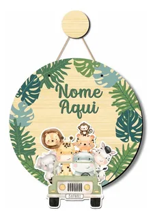 porta maternidade cerquinha safari Porta Maternidade Safari Baby Aquarela E Nome Personalizado Cor Bichinhos Safari Baby Aquarelado