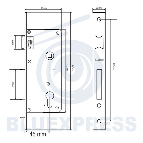 Cerradura De Embutir De 45cm Bluexpress®
