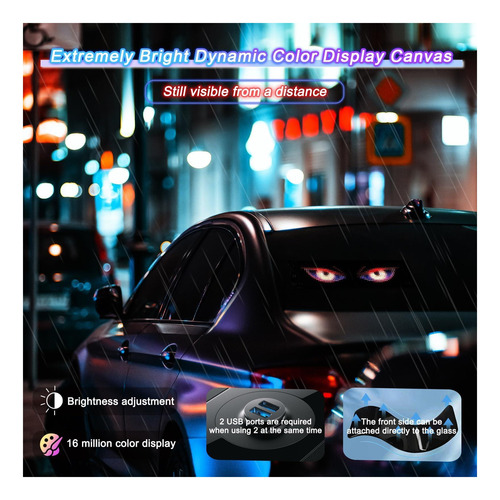Cartel Led Personalizado Para Auto Diseño De Ojos 38 X 10 Cm