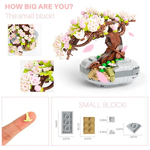 Modelo De Árbol De Sakura De Mini Ladrillos, Juguete D...