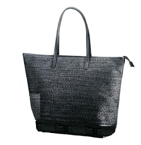 Bolso Cartera De Rafia Negro