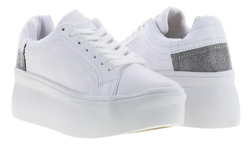 Tenis Mujer De Plataforma Urbanos Color Blanco Erez