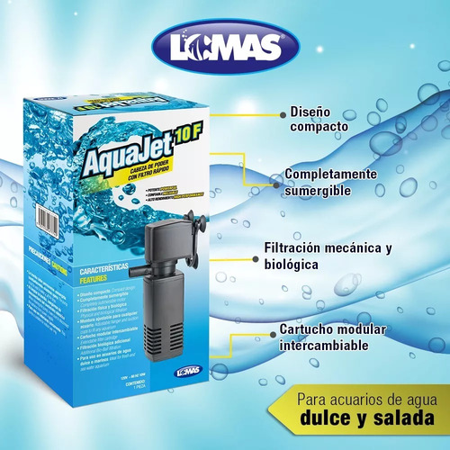 Filtro Interno Para Pecera 50 Litros Aquajet 10f Acuario