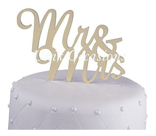 Gold Mirror Acrylic Mr & Mrs Cake Topper