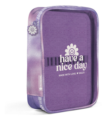 Cartuchera Translucida Glitter Box Have A Nice Day Multi Color Transparente
