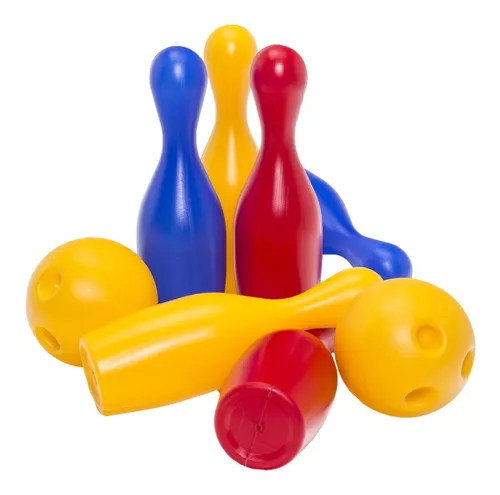 Jogo de Boliche Brinquedo Infantil 6 Pinos 2 Bolas 22cm 8Pçs - Esportes