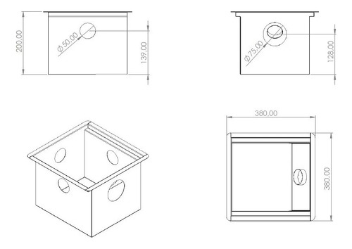 Caixa De Gordura Industrial Inox Cozinha Com Cesto 35x35cm