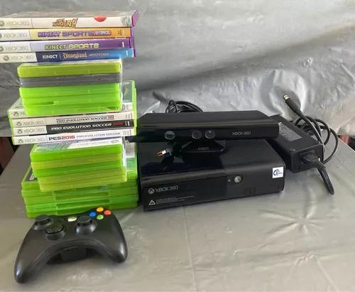 Xbox 360 Slim Bloqueado Com Kinect + 23 Jogos Originais - Desconto no Preço