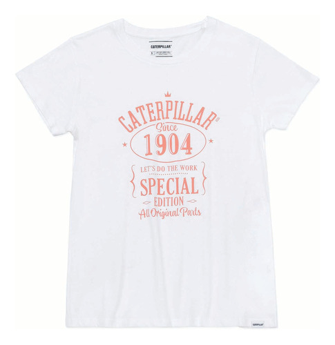 Remera Caterpillar 1904 Gra White Para Dama