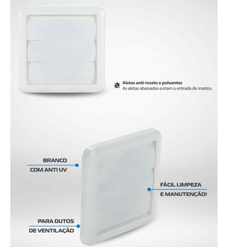Kit Exaustor Banheiro 15cm C/ Veneziana Grade Anti Inseto