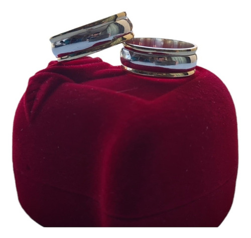 Imagen 2 de 4 de Anillos Argollas Compromiso Matrimonio Plata 925 Con Oro 18k