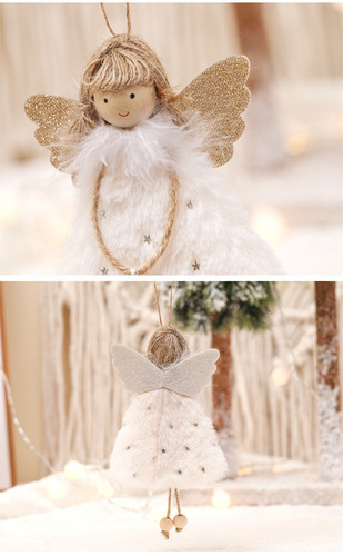 Imagen 4 de 8 de Paquete De 8 Colgantes De Ángel Navideño Para Decoración De