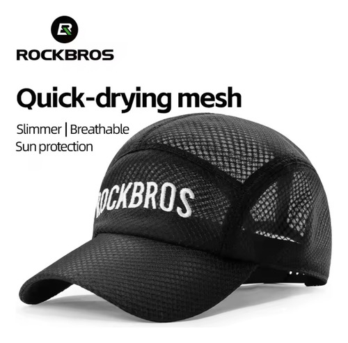 Gorro Jockey Deportivo Rockbros Tela De Malla Transpirable Negro Estandar Rayas