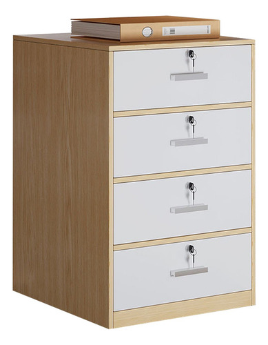 Archivero Madera 4cajone Oficina Con Color Roble 40*40*66cm Roble/blanco