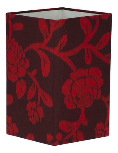 Cúpula Quadrada De Abajur Tecido Floral Vermelho 12x20cm