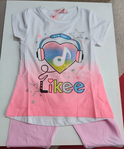 Conjunto Verano Polera Mango Corta Con Calza Niña 4-12 Años