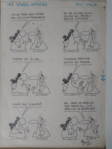 Caricatura Original - Tinta - Pace -  Las Sras Gordas 