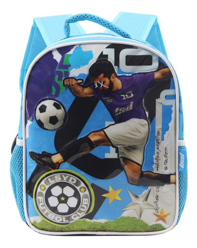 Mochila Fútbol Nene Varón Jardín Chico Campeón Campeones Color Celeste Diseño De La Tela Lisa