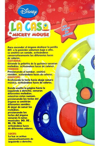 Imagen 4 de 5 de Piano Órgano Musical Disney Mickey Luz Tambor Guitarra